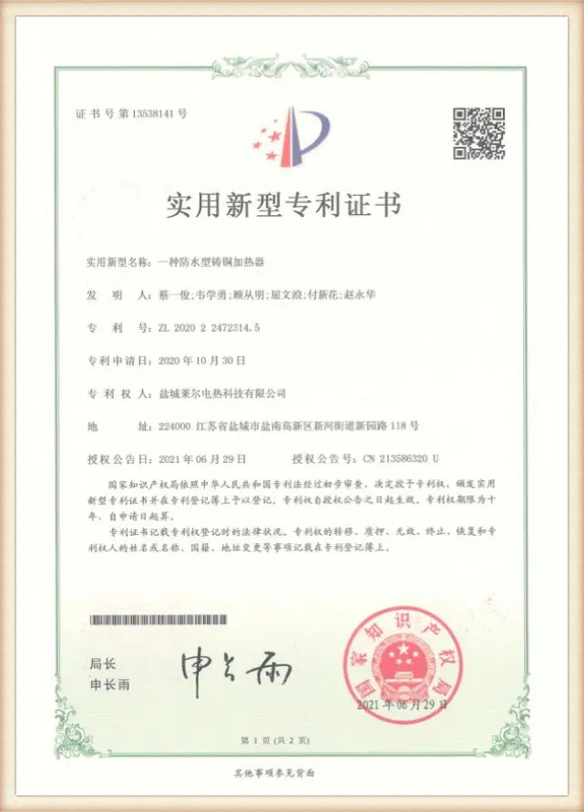 Patent certificate (11)